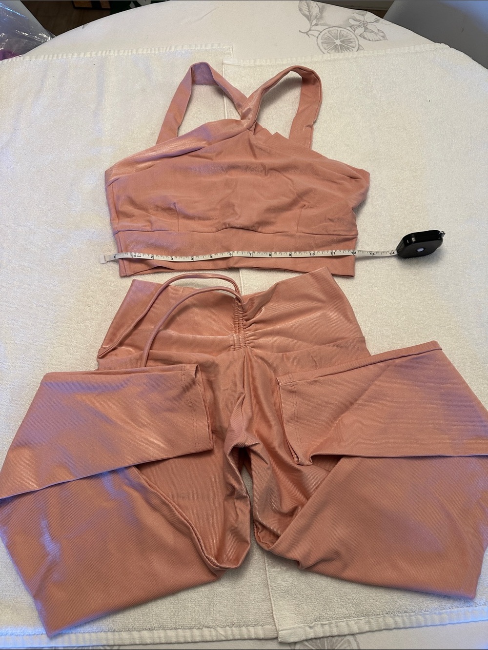 Source Unknown Rose Dust Active Leggings & Crop Top Set